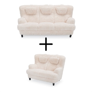 Victoria 1619 sofasæt 3+2 pers. - Doodle Cream stof - Mål: 140 x 196 cm.